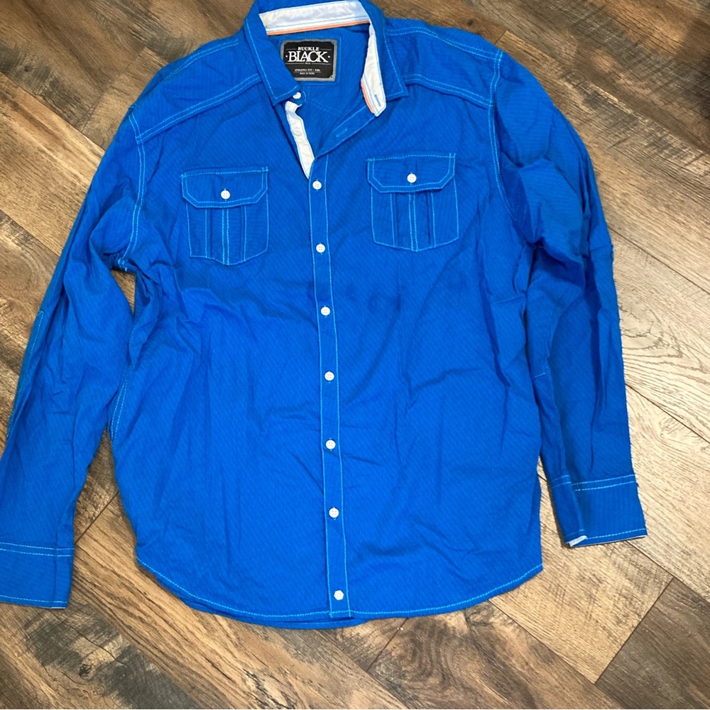 men’s XXL blue button up long sleeve